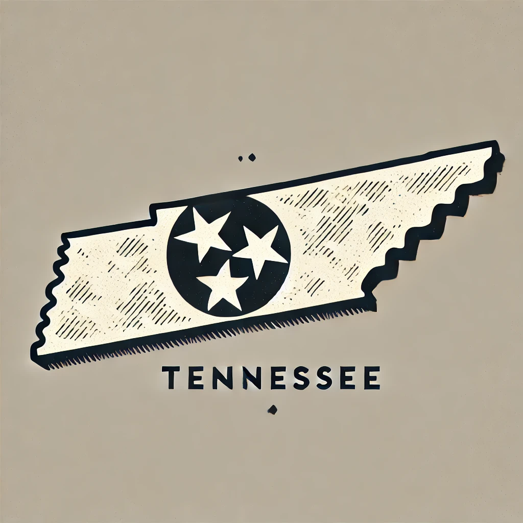 Map of Tennessee with star in the center